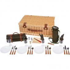 Trademark Innovations Deluxe Wicker Suitcase Style Picnic Basket with Insulated Compartment TQIN1389